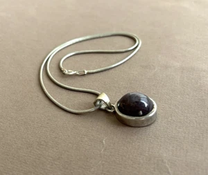 1998 VINTAGE STERLING SILVER LABRADORITE OVAL PENDANT & ROPE CHAIN NECKLACE 18in - Picture 1 of 7