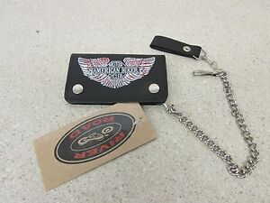 NEW RIVER ROAD 6" BLACK LEATHER CHAIN MOTORCYCLE BIKER WALLET 09-1965