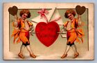 Postcard Vtg Valentine's Day Holiday Greeting Heart Arrow Love