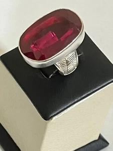 Heavy Men Silver 925 Handmade Ring Big Natural France Ruby ياقوت باريسي مترش - Picture 1 of 20