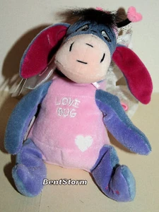 8" Eeyore Plush LOVE BUG Hearts Wings Antenna Disney Store 2000 NWT - Picture 1 of 5