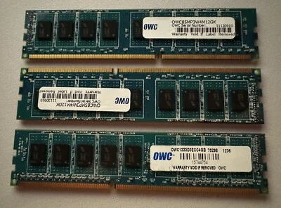 Lightly Used - OWC 12gb kit - (4gb x 3 sticks) ECC Memory Model 1333D3ECC4GB  - Image 1 of 4