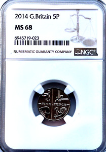 2014 5p Five Pence NGC MS68 Great Britain Coin UK Shield Uncirculated