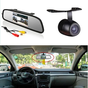 Cámara de aparcamiento reversa 170° CCD 18mm para automóvil + Kit de monitor de espejo retrovisor LCD de 4,3" - Imagen 1 de 12
