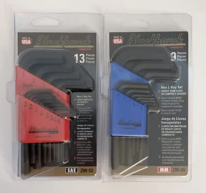 2 BLACKHAWK PROTO SHORT ARM HEX KEY SETS METRIC AND SAE ZW-53 ZW-69 MADE IN USA - Picture 1 of 5