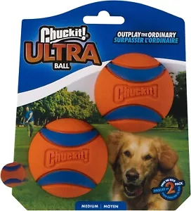 Chuckit! Ultra Ball Dog Toy, Medium (2.5 inch) Pack of 2, breeds 20-60 lbs NEW - Picture 1 of 8