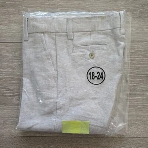 Janie and Jack LINEN-COTTON SUIT PANT 18-24M Light Gray - Picture 1 of 3