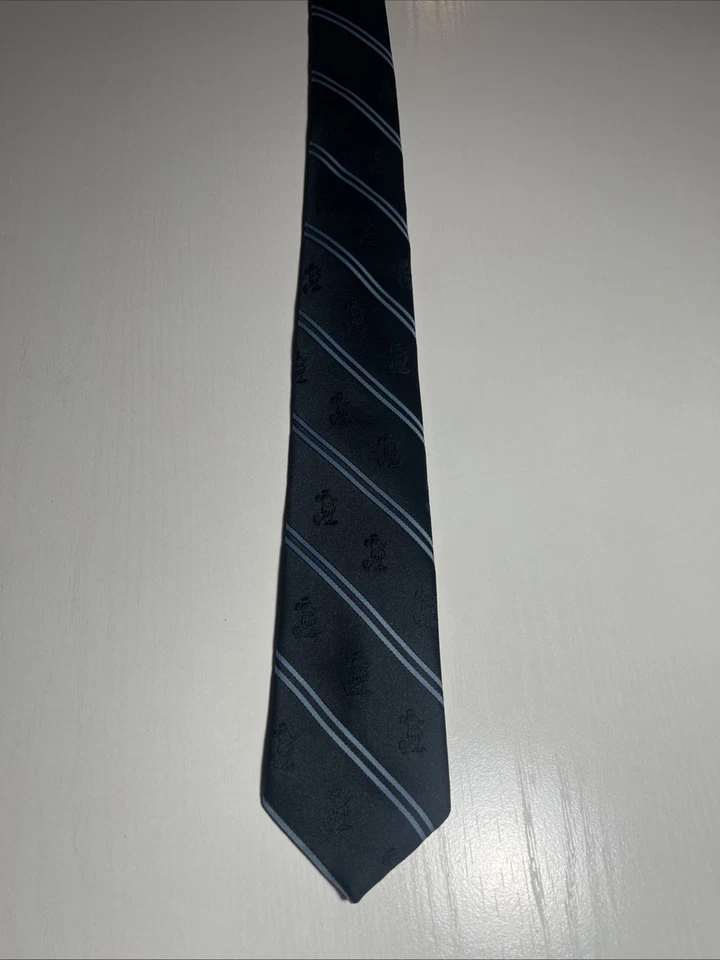 Corbata Cervantes Delgada Vintage Disney Mickey Mouse Bordada Azul Rayas (E2-4) Foto 1 de 4