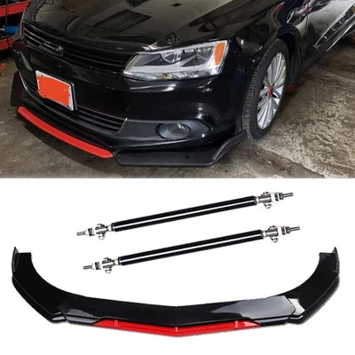 For Volkswagen EOS Front Bumper Lip Splitter Spoiler Gloss Black Red Body Kit - Image 1 of 4