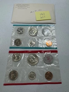 (1) 1963  US MINT SILVER P & D Set,  in all OGP,   w/ 90%  SILVER COINS,   SET 1 - Picture 1 of 6