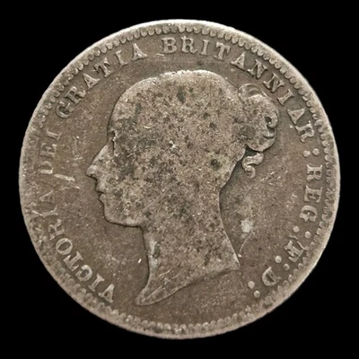 Moeda de prata 1868 Inglaterra 6 pence Young Victoria - Imagem 1 de 4