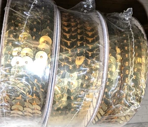 STAMPIN UP GOLDEN SEQUIN TRIM GOLD Ribbon Lot of 3 Spools 30 Yards NEW - Picture 1 of 1