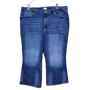 Jeans Good American Crop taglia dalla 28 alla 32 44X25 blu gamba larga effetto invecchiato Capri - Foto 1 di 14