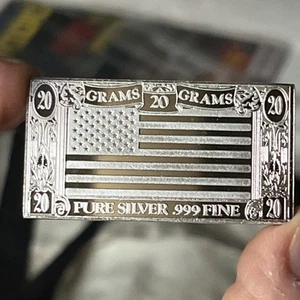 THE SILVER MINT AMERICAN FLAG 20 GRAMS .999 SILVER BAR - Picture 1 of 3