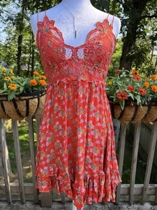 Vestido sin Mangas Free People Adella Estampado Tirantes Mini Floral Rojo Para Mujer Pequeño - Imagen 1 de 13