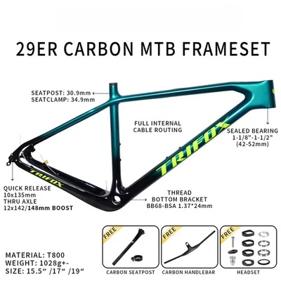 Carbon MTB Frame 29er Full Internal Cable Rounting Mountain Bicycle Frameset - Image 1 of 4
