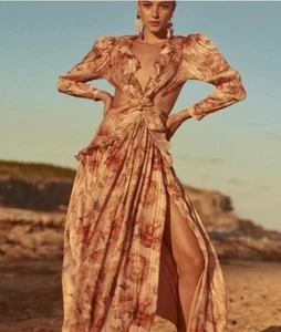 Sonya Moda Dress Ruffle Cutout Maxi Spiced Peonies Size AU 10 US 6 NWT Wedding - Picture 1 of 8