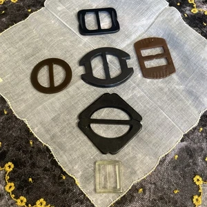 Vintage 6 Plastic Scarf Slide Belt Buckle H-53 - Picture 1 of 6