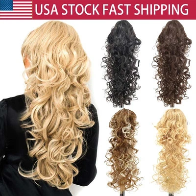 22 inch Women Long Curly Wig Ponytail Wavy Long Curled in Hair For Ladies - Image 1 of 4