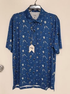 1764 Golf Men's Polo Shirt Navy  Wine Glass Size L - Picture 1 of 7