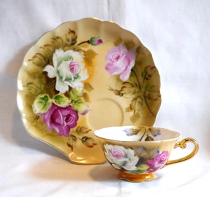 Set of 10 Gorgeous Lefton, Rose Design, Tea cup + Server Plate, Tennis set - Picture 1 of 16