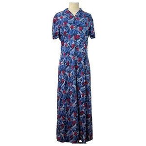 VILLAGER Sport Vintage Maxi Tropical Shirt Dress Button Down Resortwear Size L - Picture 1 of 19