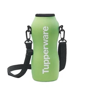 Tupperware 880ml Neoprene Pouch Drink Bottle Holder Green With Strap Sling - Picture 1 of 5