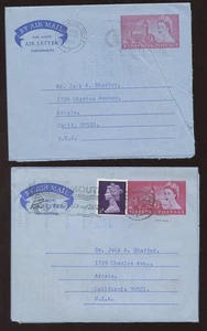 STAMP DEALER AEROGRAMMES PRINTED STATIONERY 1969-70 BOURNEMOUTH...2 DIFF.to USA - Picture 1 of 1