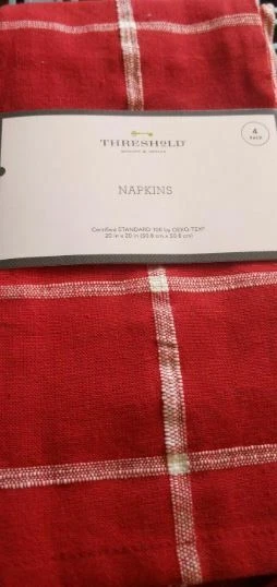 New ! 4 PK Threshold Napkins Certified Standard 100 by OEKO-TEX  20 in X 20 in   - Image 1 of 1