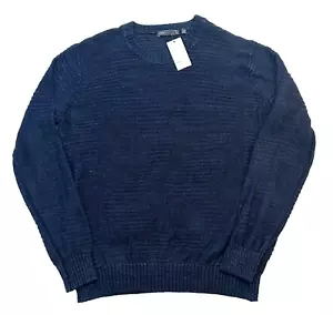 Vince 100% Linen Knit Pullover Sweater Men's Size XL Crew Neck Retail $245 Blue - Picture 1 of 10
