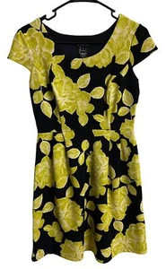 Vestido Enfocus Studio para mujer 4 dorado floral cuello redondo manga gorra hasta la rodilla - Imagen 1 de 4