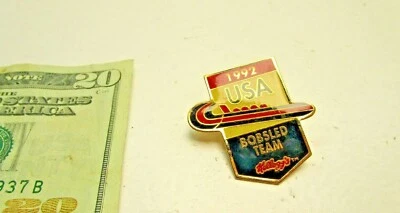 Vintage 1992 Olympics USA Bobsled Team Pin Kellogg's Pinback Swag - Image 1 of 2