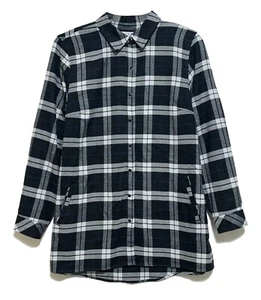 Joan Rivers, QVC, Black & White Plaid Flannel Opens with Snaps Shirt, size M - Picture 1 of 5