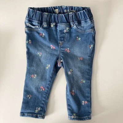 Baby Gap花卉刺绣中码水洗弹力打底裤6-12个月 — 第 1/4 张图片