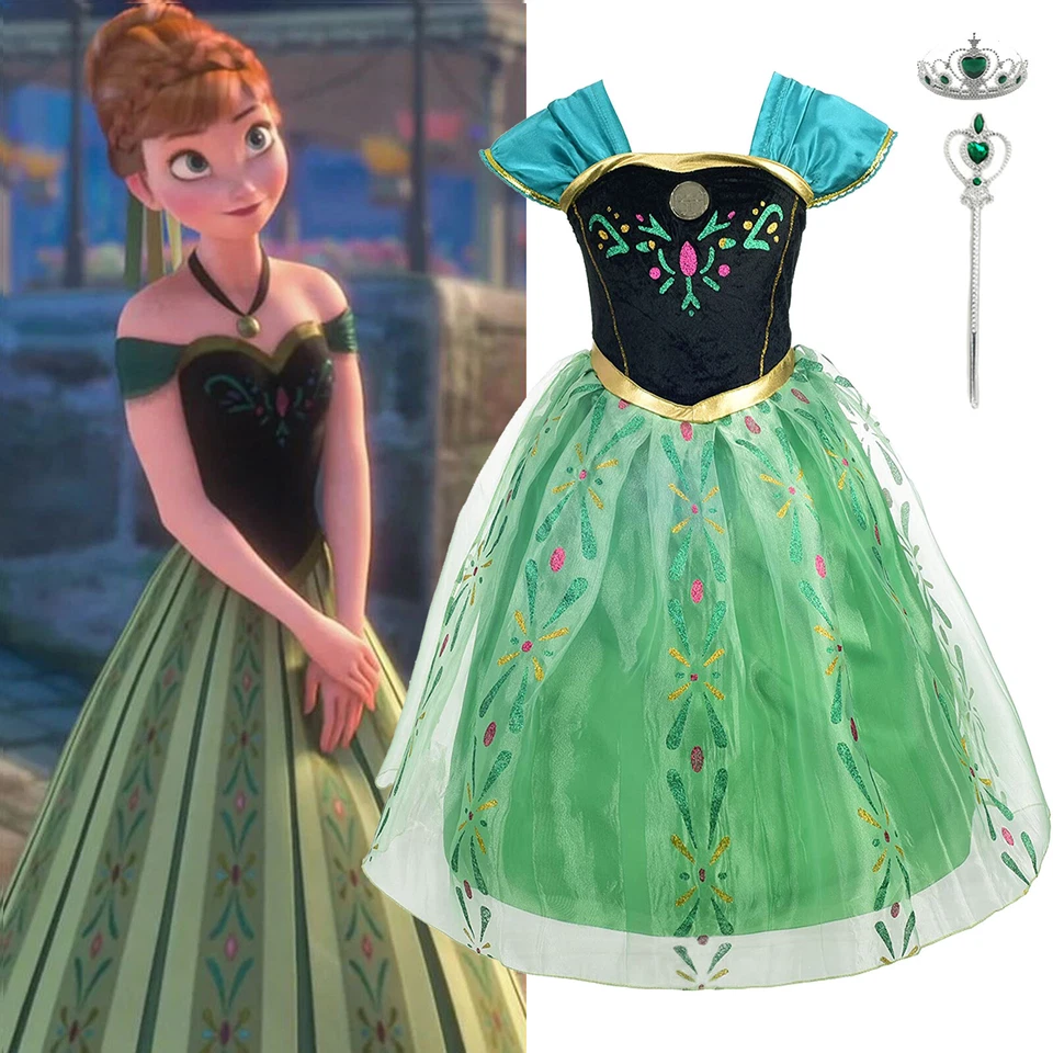 Girls Dresses Frozen Anna Fancy Dress Up Costume Princess Birthday Party Dress - Image 1 of 4