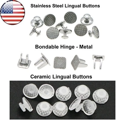 US 100Pcs Orth Dental Bite Turbos Openner Tongue Tamers Hinge Lingual Button - Image 1 of 4