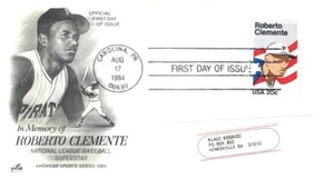 US  1984 First Day Roberto Clemente #2097 Carolina PR Baseball FDC Artcraft - Picture 1 of 1