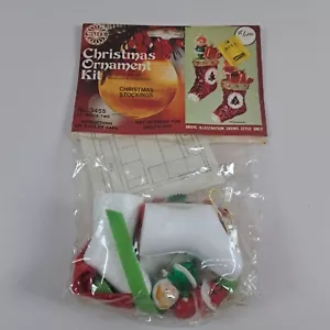 Vintage Walco WEIHNACHTSSTRÜMPFE Pailletten Perlen Weihnachtsschmuck Set #3455 um 1977 - Bild 1 von 5