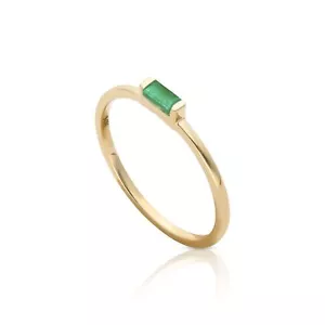 Gold Genuine Emerald Stack Ring BMinimal Fine Jewelry Ring - Picture 1 of 9