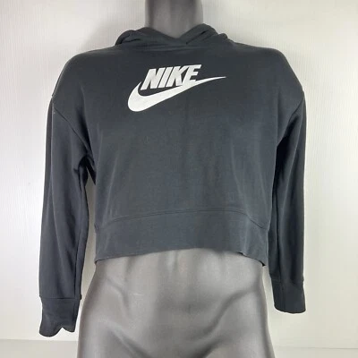 Moletom com capuz Nike French Terry cropped juvenil GG preto/branco 49/44 - Imagem 1 de 4