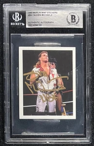 SHAWN MICHAELS SIGNIERT 1992 WWF MERLIN ROOKIE STICKER #241 BECKETT AUTHENTISCH 160 - Bild 1 von 2