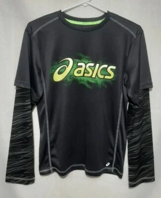 Camisa manga larga Asics gris verde firma talla Grande (14/16)(Excelente Estado) Foto 1 de 4
