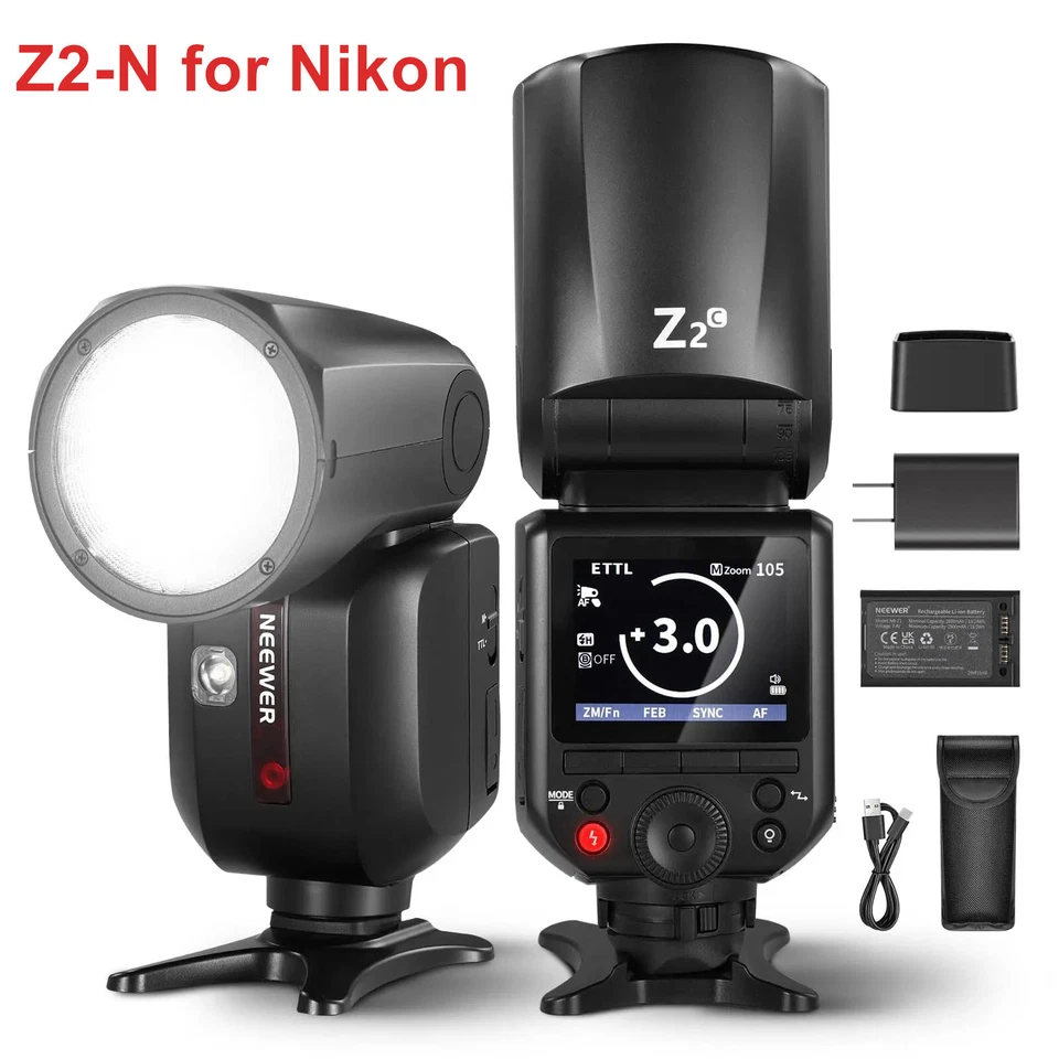 NEEWER Z2-N 2.4g TTL HSS 1/8000s Round Flash Light Speedlite for Nikon Camera - Image 1 of 4