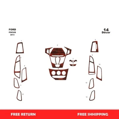 Ford Focus 2013-2016 piezas 13 Fit Interior Tablero Cubierta Kit Madera Foto 1 de 4