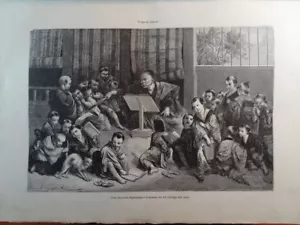 ANTIQUE ENGRAVED JAPAN YEAR 1876 A JAPANESE SCHOOL 19th CENTURY PRINT 007GCDC - Bild 1 von 1