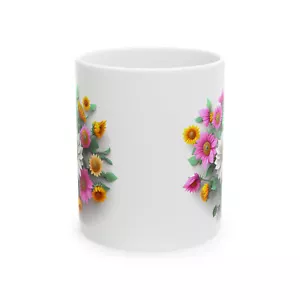 Tazza ceramica floreale 3D - tazza da caffè floreale 11 oz, microonde e lavastoviglie - Foto 1 di 12