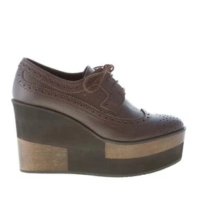 PALOMA BARCELO' damen schnürschuhe braun gekörntes leder Carolina maxi-wedge - Bild 1 von 7