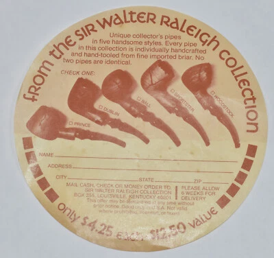 Publicidad de pipa vintage de colección de tabaco Sir Walter Raleigh Foto 1 de 2