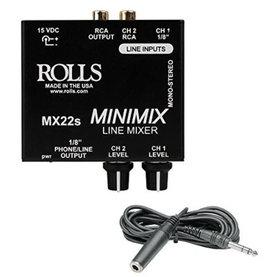 Rolls MX22s Mini Mix Line Mixer with Headphone Extension Cable- 10' - Image 1 of 4