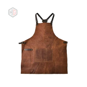 Premium Argentinian Leather Apron – Barista Barber BBQ – Handcrafted 2 Pockets – - Picture 1 of 5
